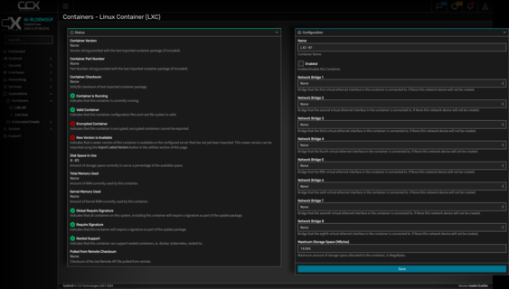 SystemX containers UI