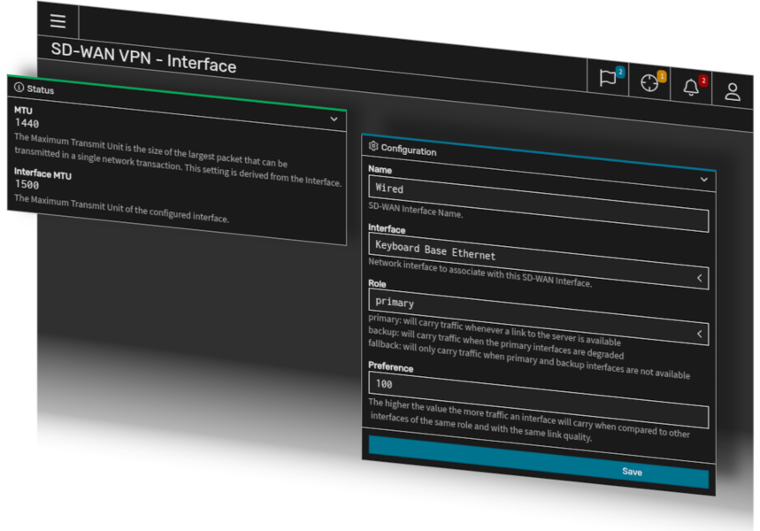 SystemX SD-WAN interface screenshots