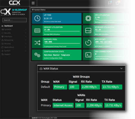 SystemX WAN status UI